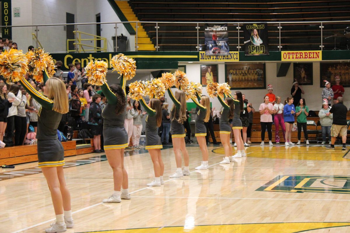 Benton Central Cheerleaders hype up the student body.