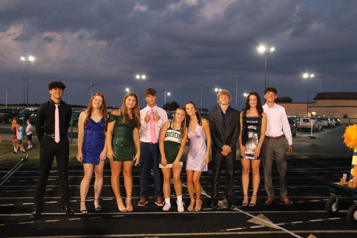 The 2024 Junior Court of Zed Bennett, Isabelle Adams, Hannah Bice, Brody Cox, Attalia Budreau, Ella Creek, Carter Fox, Sienna Holscher, and Bennett Senesac. Not pictured: Wade Deno. 