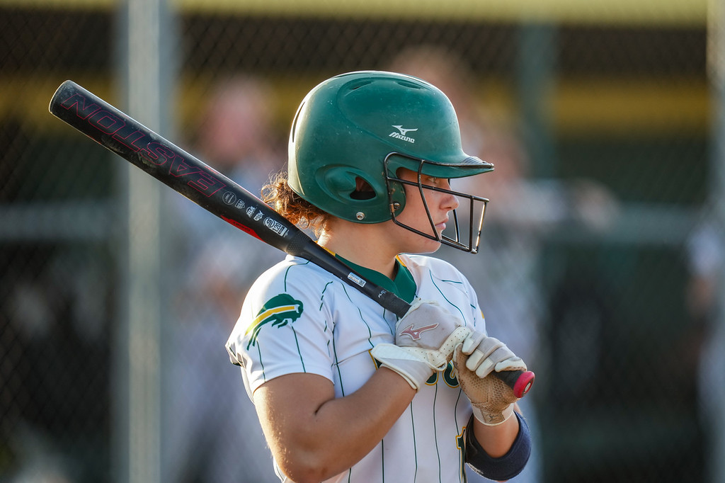 Madison Minniear batting for the Lady Bison